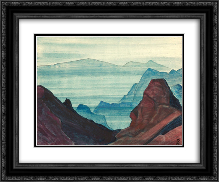 Himalayas (study) 24x20 Black Ornate Wood Framed Art Print Poster with Double Matting by Roerich, Nicholas