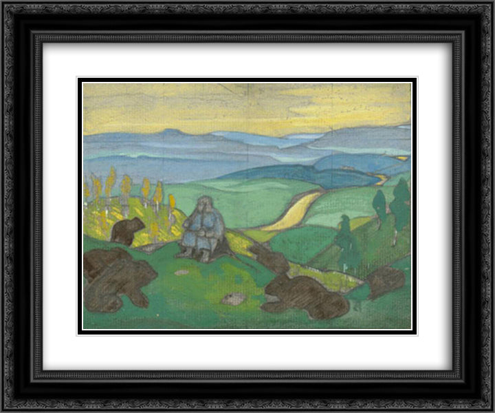 Human ancestors (study) 24x20 Black Ornate Wood Framed Art Print Poster with Double Matting by Roerich, Nicholas