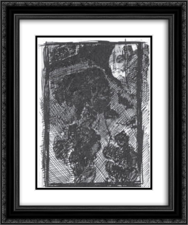 Hunting the bears 20x24 Black Ornate Wood Framed Art Print Poster with Double Matting by Roerich, Nicholas