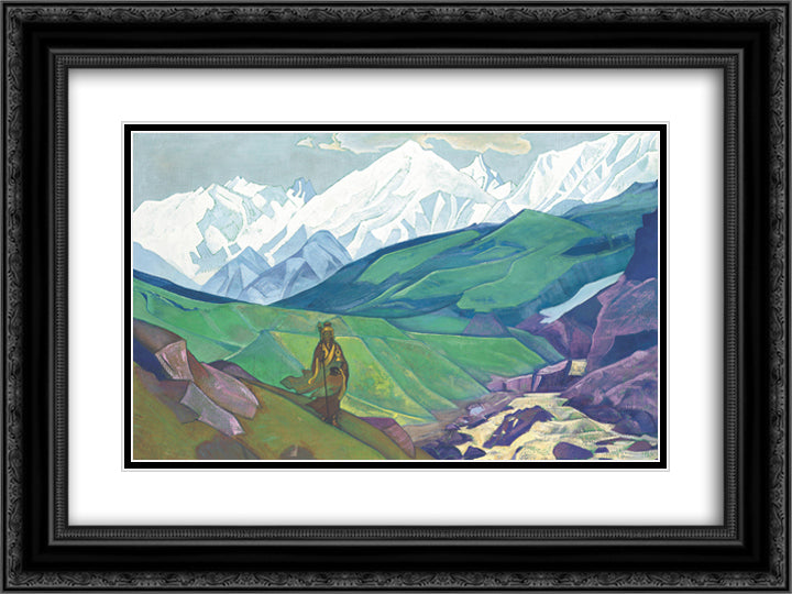 Ienno-Guio-Dia - friend of travelers 24x18 Black Ornate Wood Framed Art Print Poster with Double Matting by Roerich, Nicholas