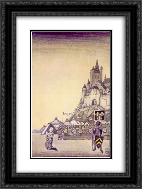 Jeanne d'Arc. Prayer. 18x24 Black Ornate Wood Framed Art Print Poster with Double Matting by Roerich, Nicholas
