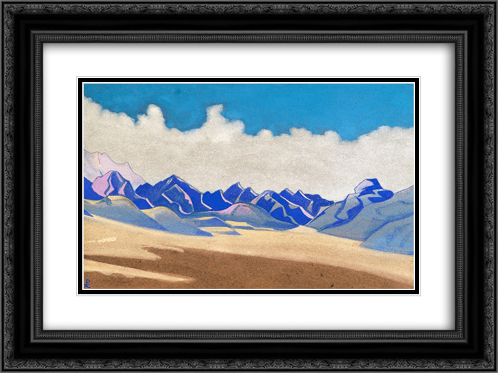 Karakoram. Way to Turkestan. 24x18 Black Ornate Wood Framed Art Print Poster with Double Matting by Roerich, Nicholas