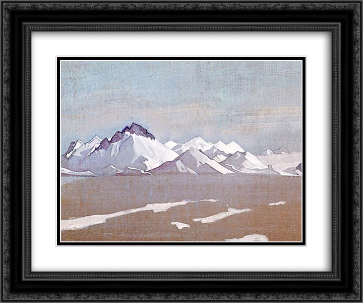 Karakoram 24x20 Black Ornate Wood Framed Art Print Poster with Double Matting by Roerich, Nicholas