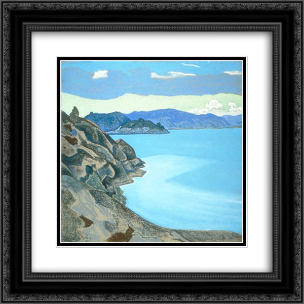 Karelian landscape. Hyumpola lake. 20x20 Black Ornate Wood Framed Art Print Poster with Double Matting by Roerich, Nicholas
