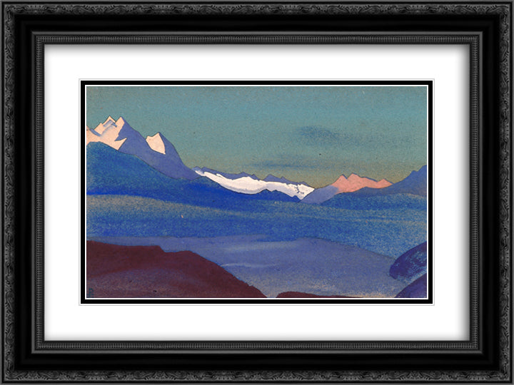 Kashmir 24x18 Black Ornate Wood Framed Art Print Poster with Double Matting by Roerich, Nicholas