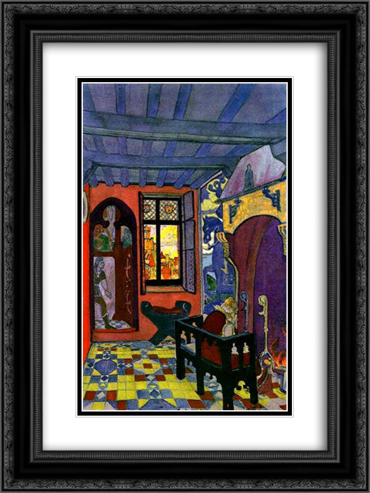King's room 18x24 Black Ornate Wood Framed Art Print Poster with Double Matting by Roerich, Nicholas