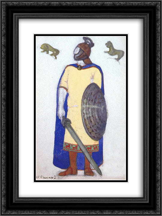 Knight 18x24 Black Ornate Wood Framed Art Print Poster with Double Matting by Roerich, Nicholas