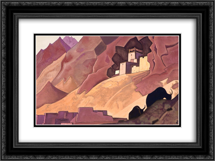 Koksar 24x18 Black Ornate Wood Framed Art Print Poster with Double Matting by Roerich, Nicholas