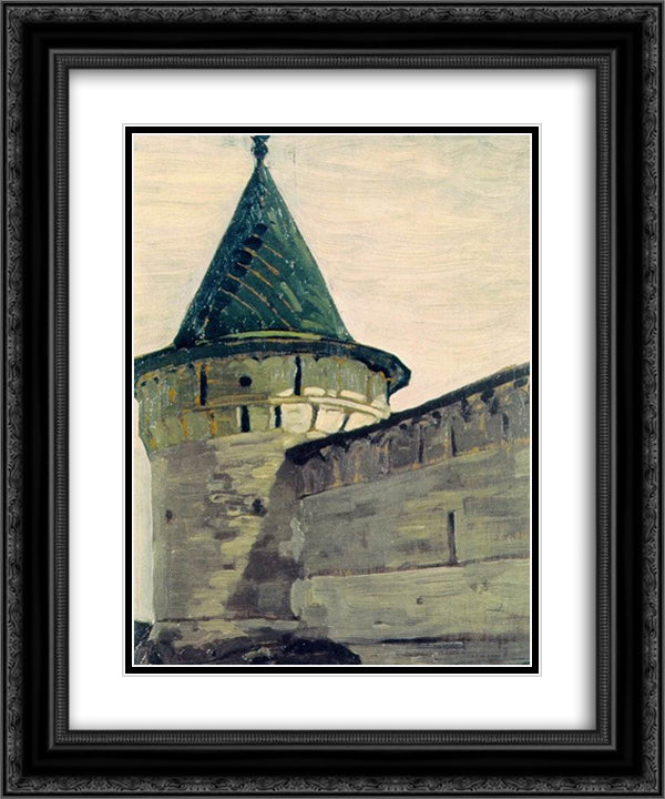 Kostroma. Belfry of Ipatievsky monastery. 20x24 Black Ornate Wood Framed Art Print Poster with Double Matting by Roerich, Nicholas