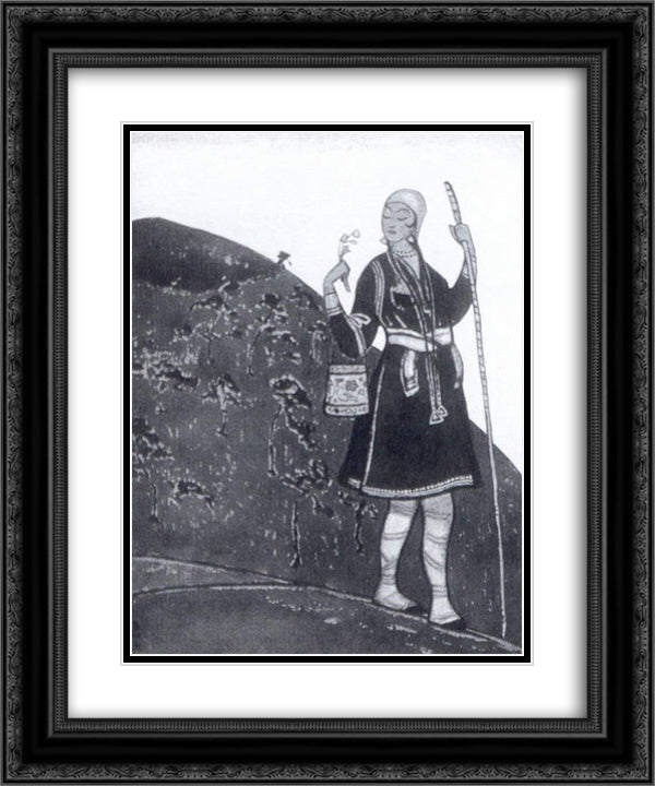 Kupava 20x24 Black Ornate Wood Framed Art Print Poster with Double Matting by Roerich, Nicholas