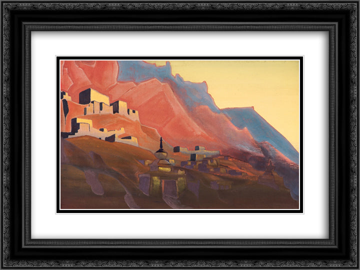 Ladakh. Sunset. 24x18 Black Ornate Wood Framed Art Print Poster with Double Matting by Roerich, Nicholas