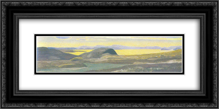Ladoga 24x12 Black Ornate Wood Framed Art Print Poster with Double Matting by Roerich, Nicholas