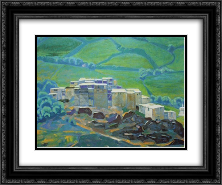 Lahaul. Kardang. 24x20 Black Ornate Wood Framed Art Print Poster with Double Matting by Roerich, Nicholas