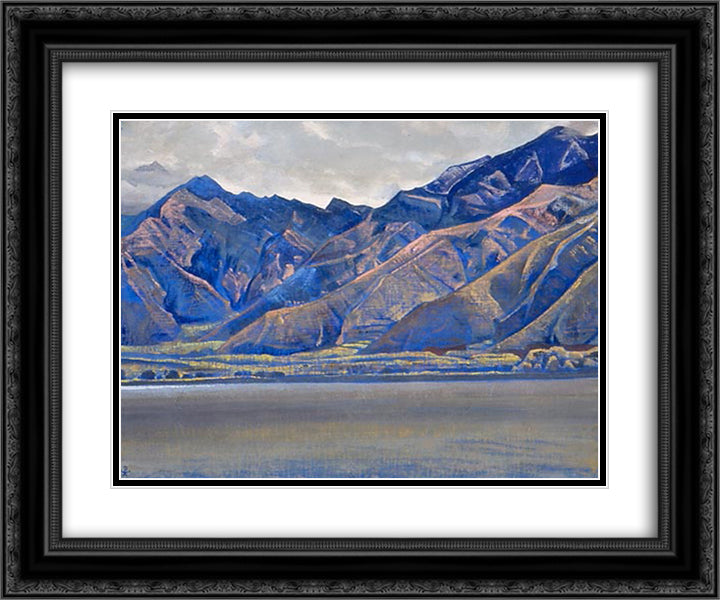 Lake Dal 24x20 Black Ornate Wood Framed Art Print Poster with Double Matting by Roerich, Nicholas