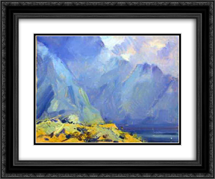 Lake in the mountains 24x20 Black Ornate Wood Framed Art Print Poster with Double Matting by Roerich, Nicholas