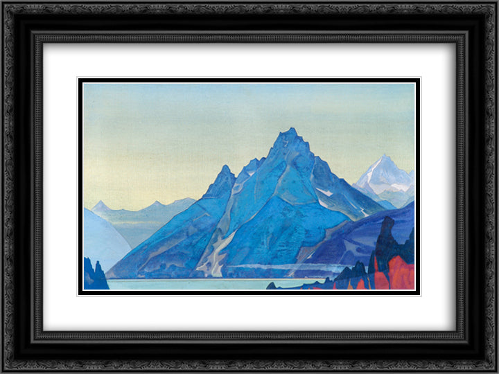 Lake of the Nagas 24x18 Black Ornate Wood Framed Art Print Poster with Double Matting by Roerich, Nicholas
