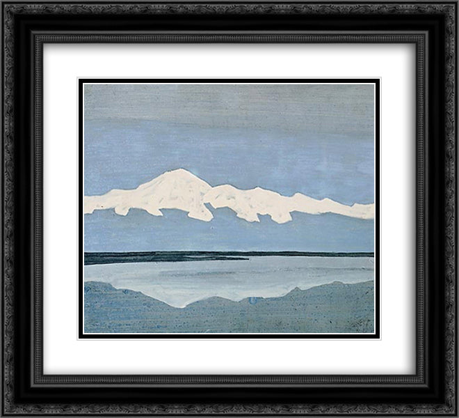 Lake Vular 22x20 Black Ornate Wood Framed Art Print Poster with Double Matting by Roerich, Nicholas