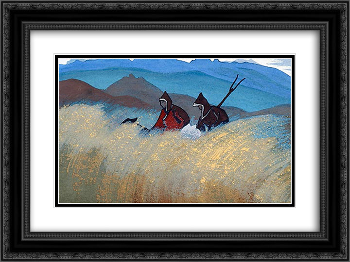 Lamas-reapers 24x18 Black Ornate Wood Framed Art Print Poster with Double Matting by Roerich, Nicholas