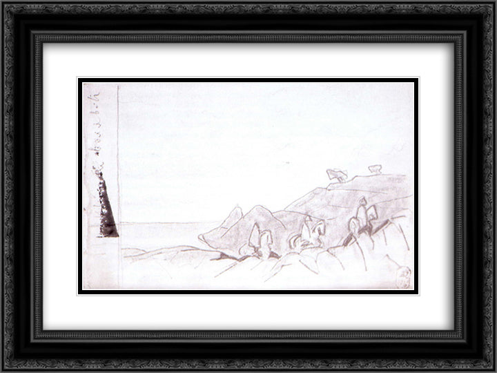 Magi procession 24x18 Black Ornate Wood Framed Art Print Poster with Double Matting by Roerich, Nicholas