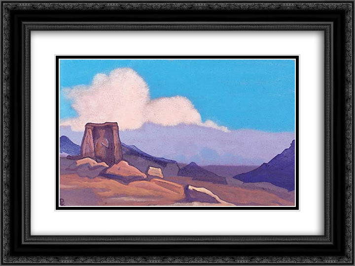 Maitreya. Tibet. 24x18 Black Ornate Wood Framed Art Print Poster with Double Matting by Roerich, Nicholas