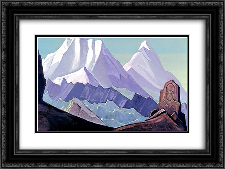 Maitreya 24x18 Black Ornate Wood Framed Art Print Poster with Double Matting by Roerich, Nicholas