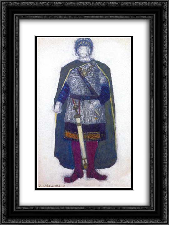 Malong 18x24 Black Ornate Wood Framed Art Print Poster with Double Matting by Roerich, Nicholas