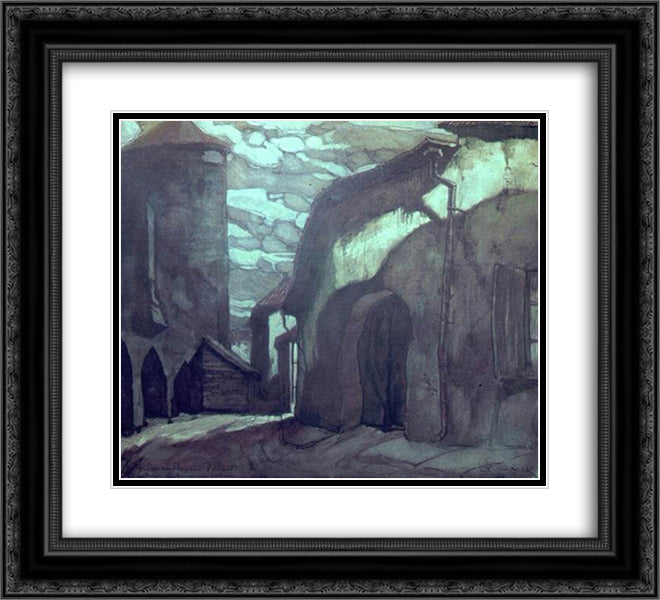 Medieval Revel 22x20 Black Ornate Wood Framed Art Print Poster with Double Matting by Roerich, Nicholas