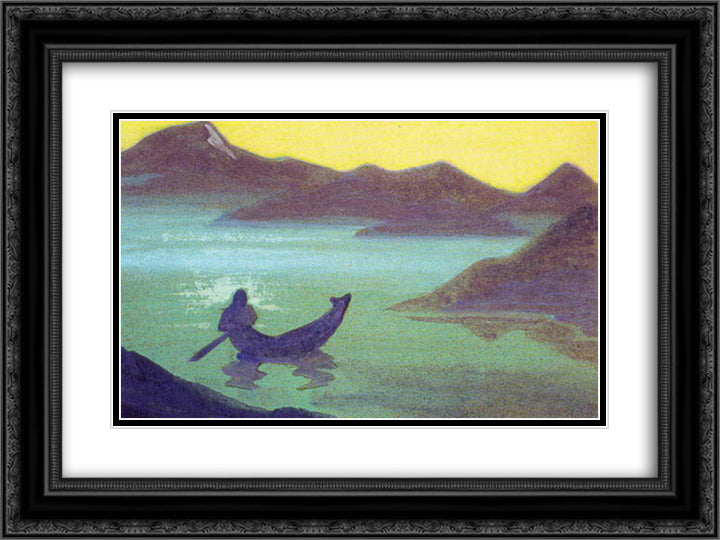 Messenger from Himalayas 24x18 Black Ornate Wood Framed Art Print Poster with Double Matting by Roerich, Nicholas