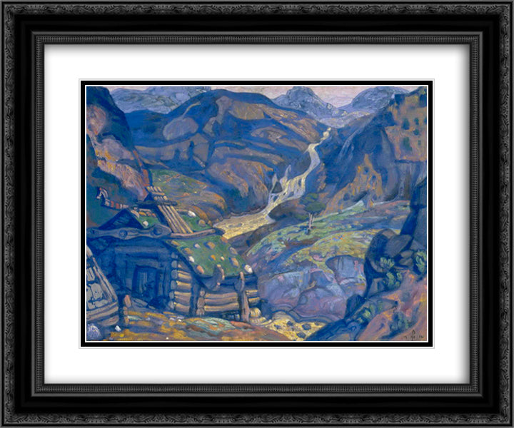Mill in the mountains 24x20 Black Ornate Wood Framed Art Print Poster with Double Matting by Roerich, Nicholas