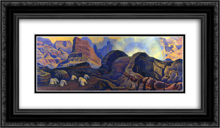 Miracle 24x14 Black Ornate Wood Framed Art Print Poster with Double Matting by Roerich, Nicholas