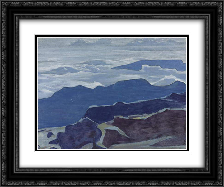 Mist Before Dawn 24x20 Black Ornate Wood Framed Art Print Poster with Double Matting by Roerich, Nicholas