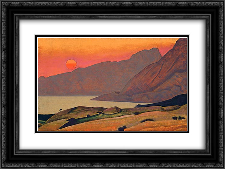 Monhegan 24x18 Black Ornate Wood Framed Art Print Poster with Double Matting by Roerich, Nicholas