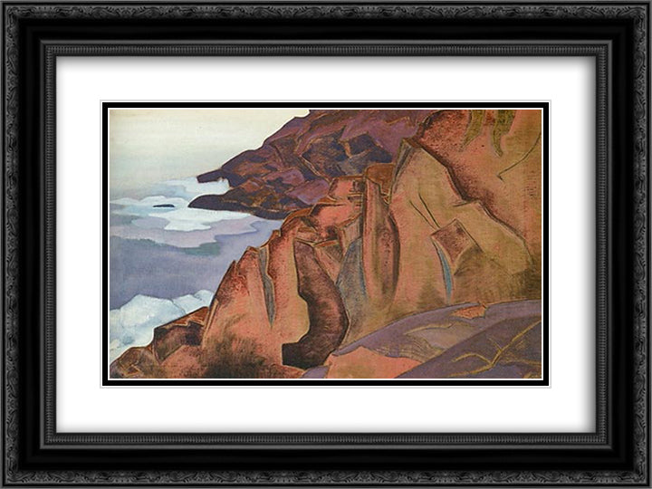 Monhegan (Creating) 24x18 Black Ornate Wood Framed Art Print Poster with Double Matting by Roerich, Nicholas
