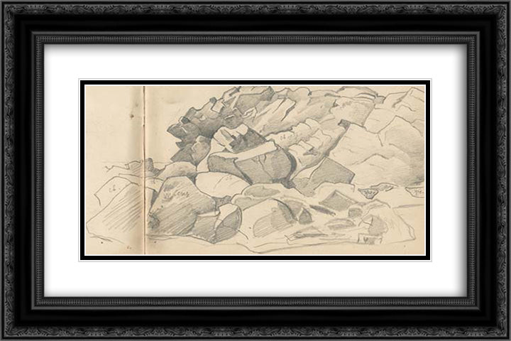 Monhegan (study) 24x16 Black Ornate Wood Framed Art Print Poster with Double Matting by Roerich, Nicholas