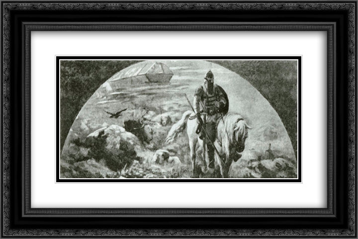 Morning of Kiev bogatyrs 24x16 Black Ornate Wood Framed Art Print Poster with Double Matting by Roerich, Nicholas