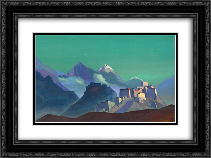Morning star 24x18 Black Ornate Wood Framed Art Print Poster with Double Matting by Roerich, Nicholas