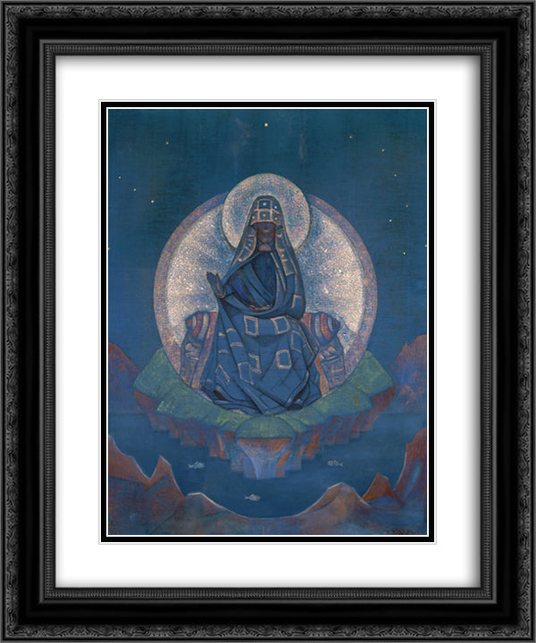 Mother of the World 20x24 Black Ornate Wood Framed Art Print Poster with Double Matting by Roerich, Nicholas