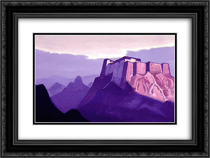 Mountain Abode 24x18 Black Ornate Wood Framed Art Print Poster with Double Matting by Roerich, Nicholas