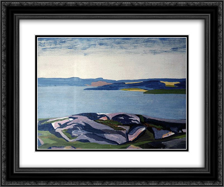 Mountain Lake 24x20 Black Ornate Wood Framed Art Print Poster with Double Matting by Roerich, Nicholas