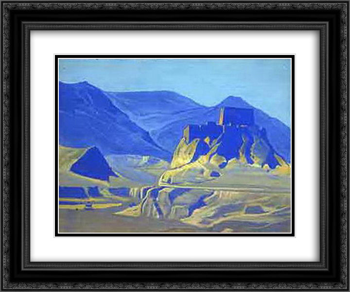 Mountany landscape 24x20 Black Ornate Wood Framed Art Print Poster with Double Matting by Roerich, Nicholas