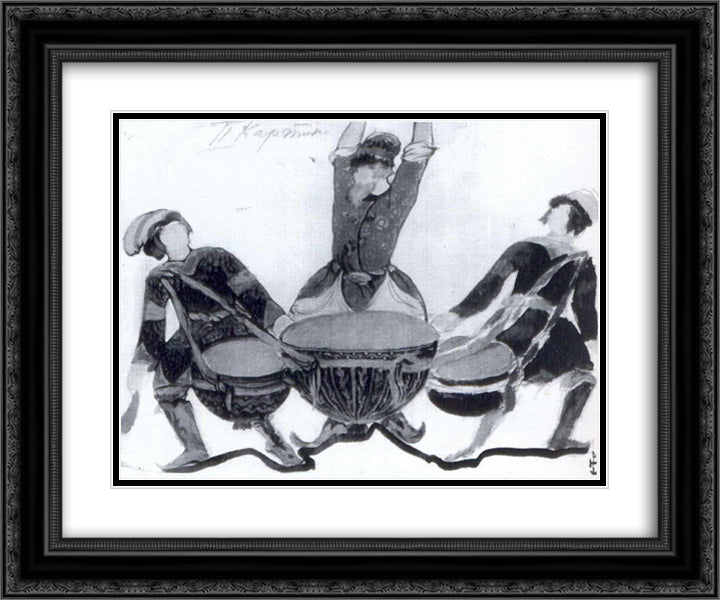 Musicians 24x20 Black Ornate Wood Framed Art Print Poster with Double Matting by Roerich, Nicholas
