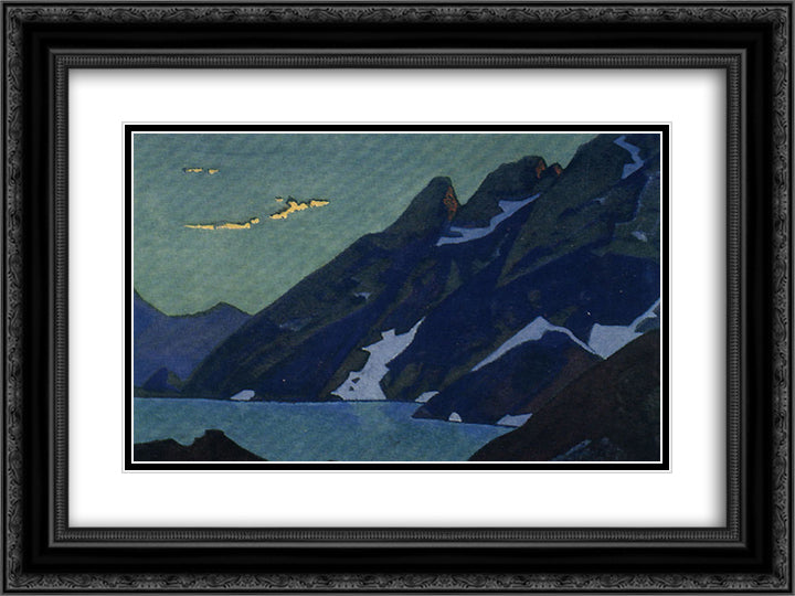 Nag Lake. Kashmir. 24x18 Black Ornate Wood Framed Art Print Poster with Double Matting by Roerich, Nicholas