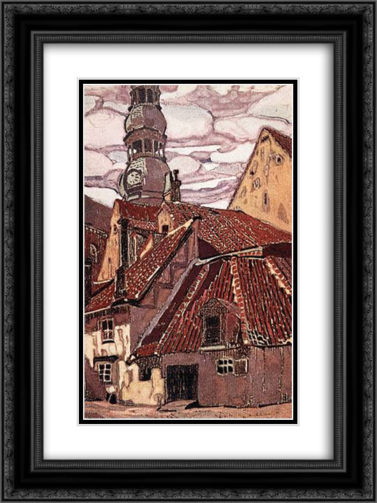 Old Riga 18x24 Black Ornate Wood Framed Art Print Poster with Double Matting by Roerich, Nicholas