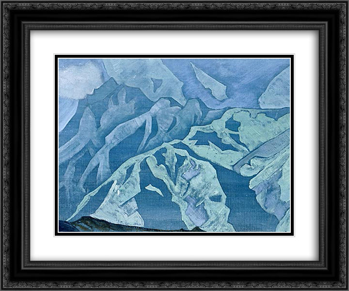 On Falut 24x20 Black Ornate Wood Framed Art Print Poster with Double Matting by Roerich, Nicholas