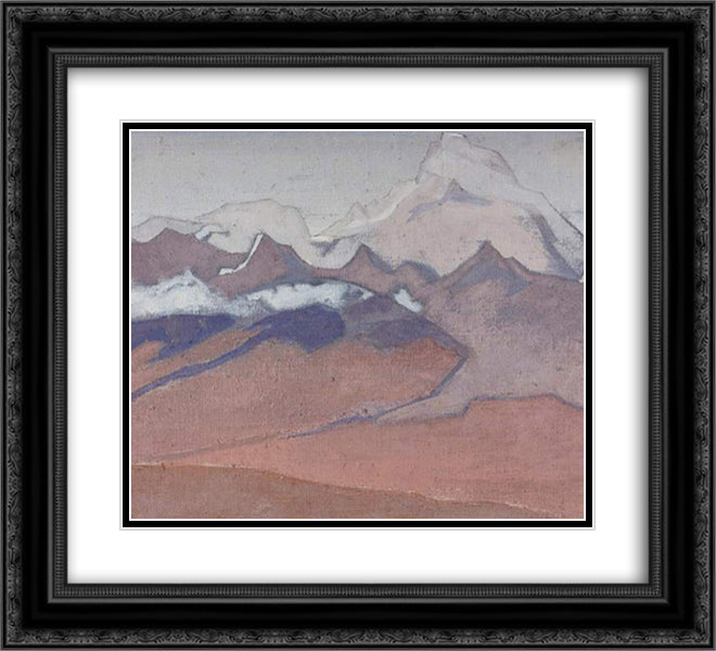 On the way to Shekar Dzong 22x20 Black Ornate Wood Framed Art Print Poster with Double Matting by Roerich, Nicholas