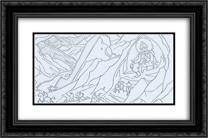 Order of Rigden Jyepo (study) 24x16 Black Ornate Wood Framed Art Print Poster with Double Matting by Roerich, Nicholas
