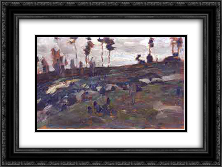 Ostrovenka suburbs 24x18 Black Ornate Wood Framed Art Print Poster with Double Matting by Roerich, Nicholas