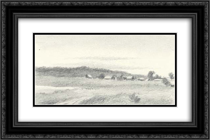 Ozertitsy 24x16 Black Ornate Wood Framed Art Print Poster with Double Matting by Roerich, Nicholas