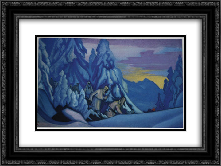 Partisans 24x18 Black Ornate Wood Framed Art Print Poster with Double Matting by Roerich, Nicholas