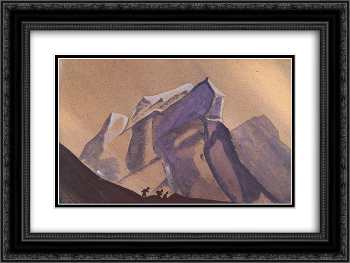Pass. Tempest. Secret path. 24x18 Black Ornate Wood Framed Art Print Poster with Double Matting by Roerich, Nicholas